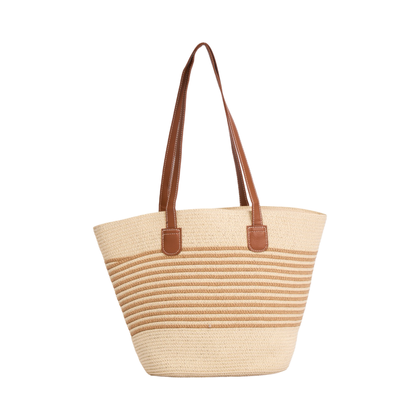Stripe Tote Bag - Beige Brown