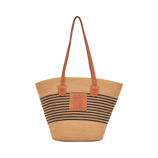 Stripe Tote Bag - Brown Black