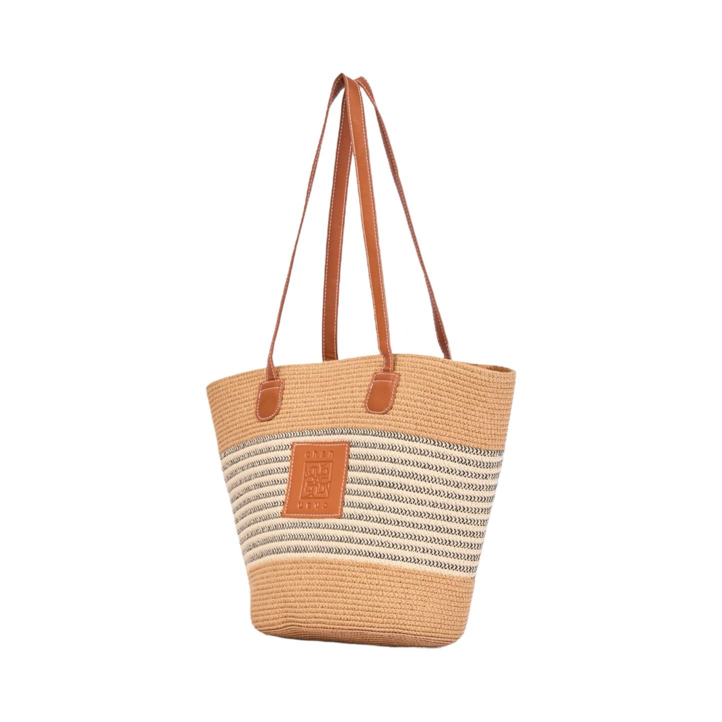 Stripe Tote Bag - Brown White