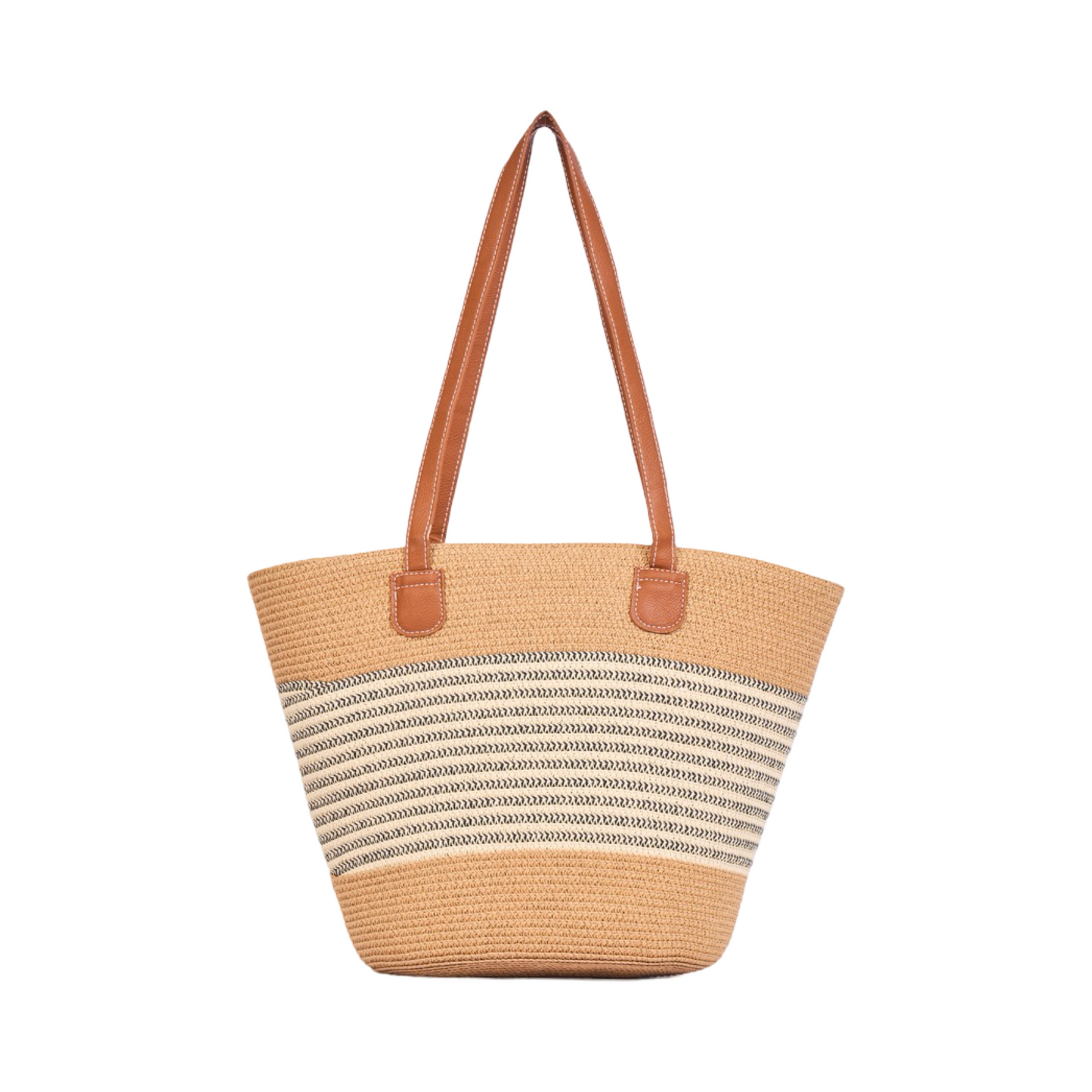 Stripe Tote Bag - Brown White