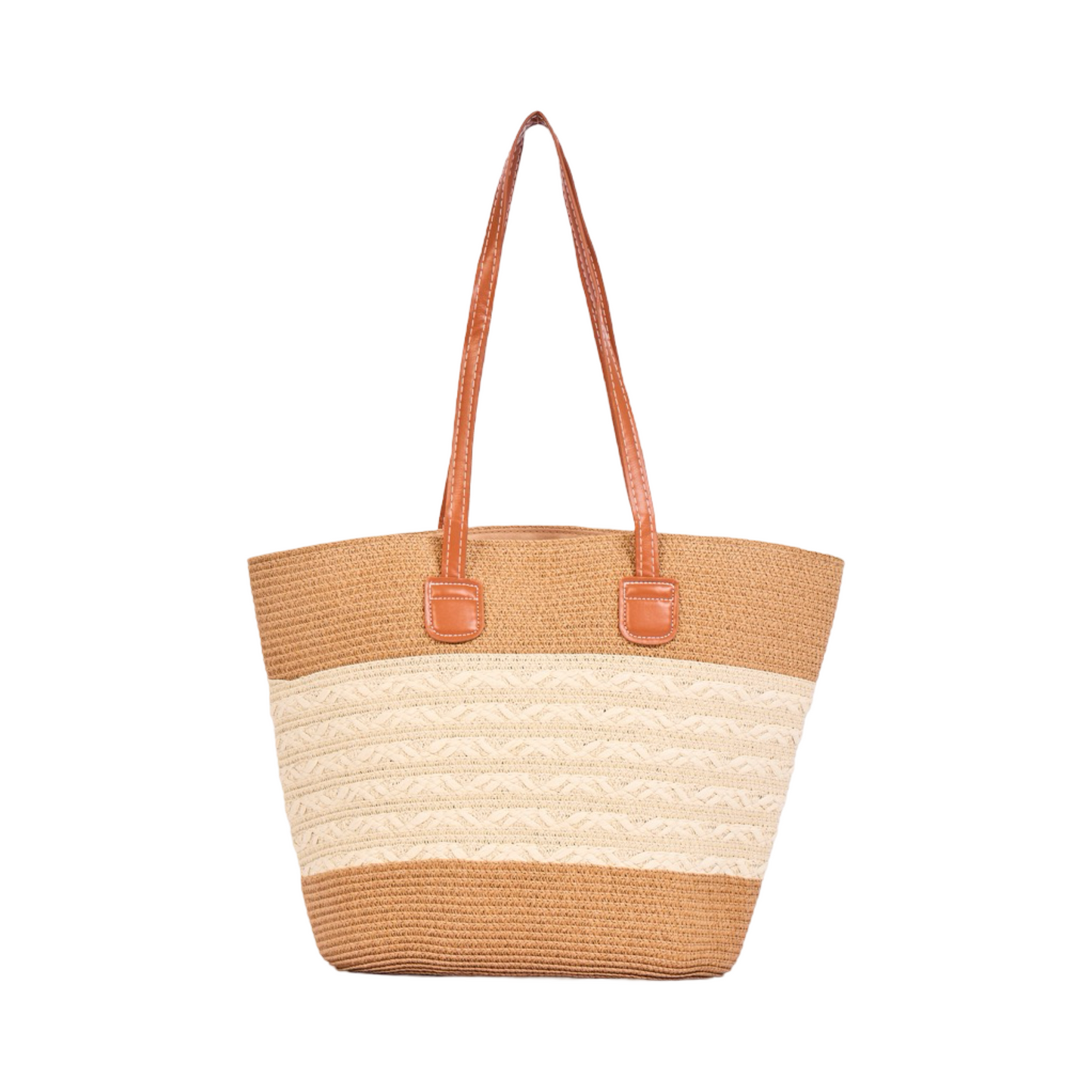 Stripe Tote Bag - Brown White