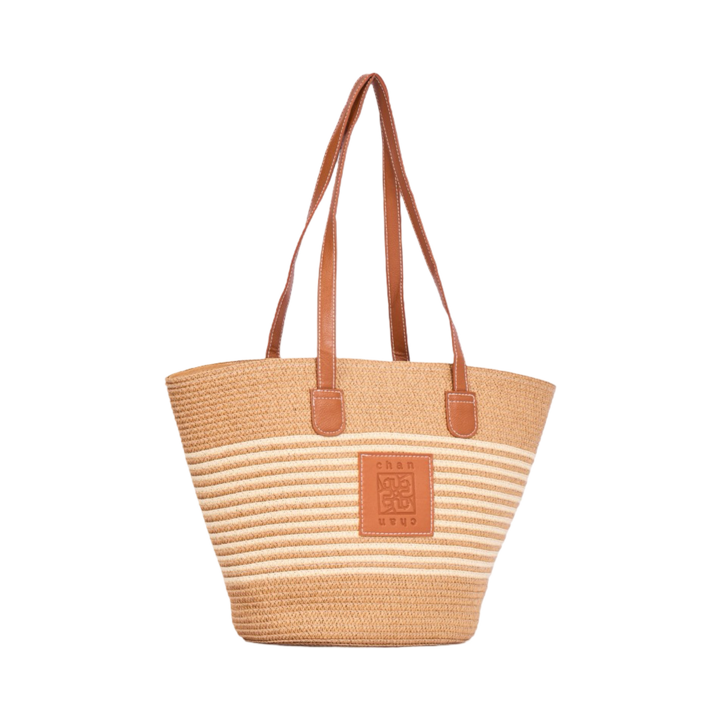 Stripe Tote Bag - Brown White