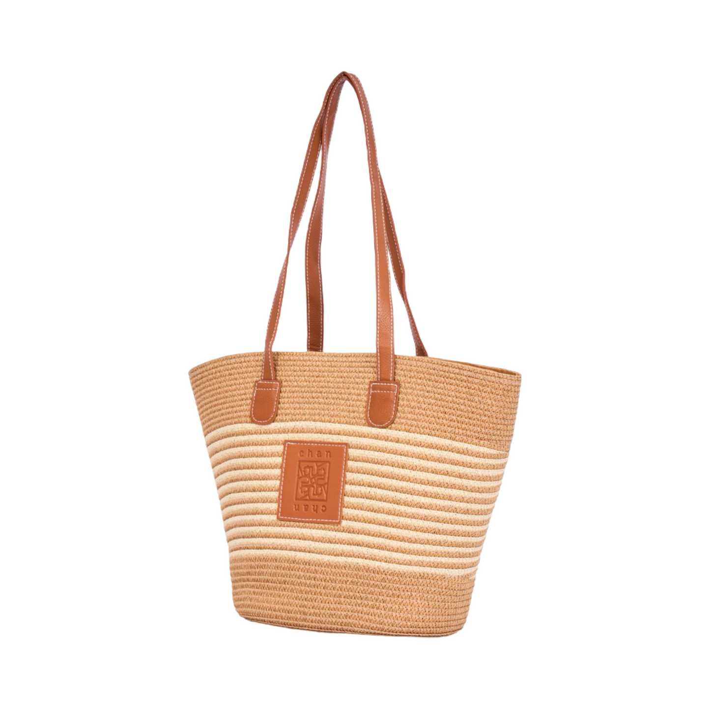 Stripe Tote Bag - Brown White