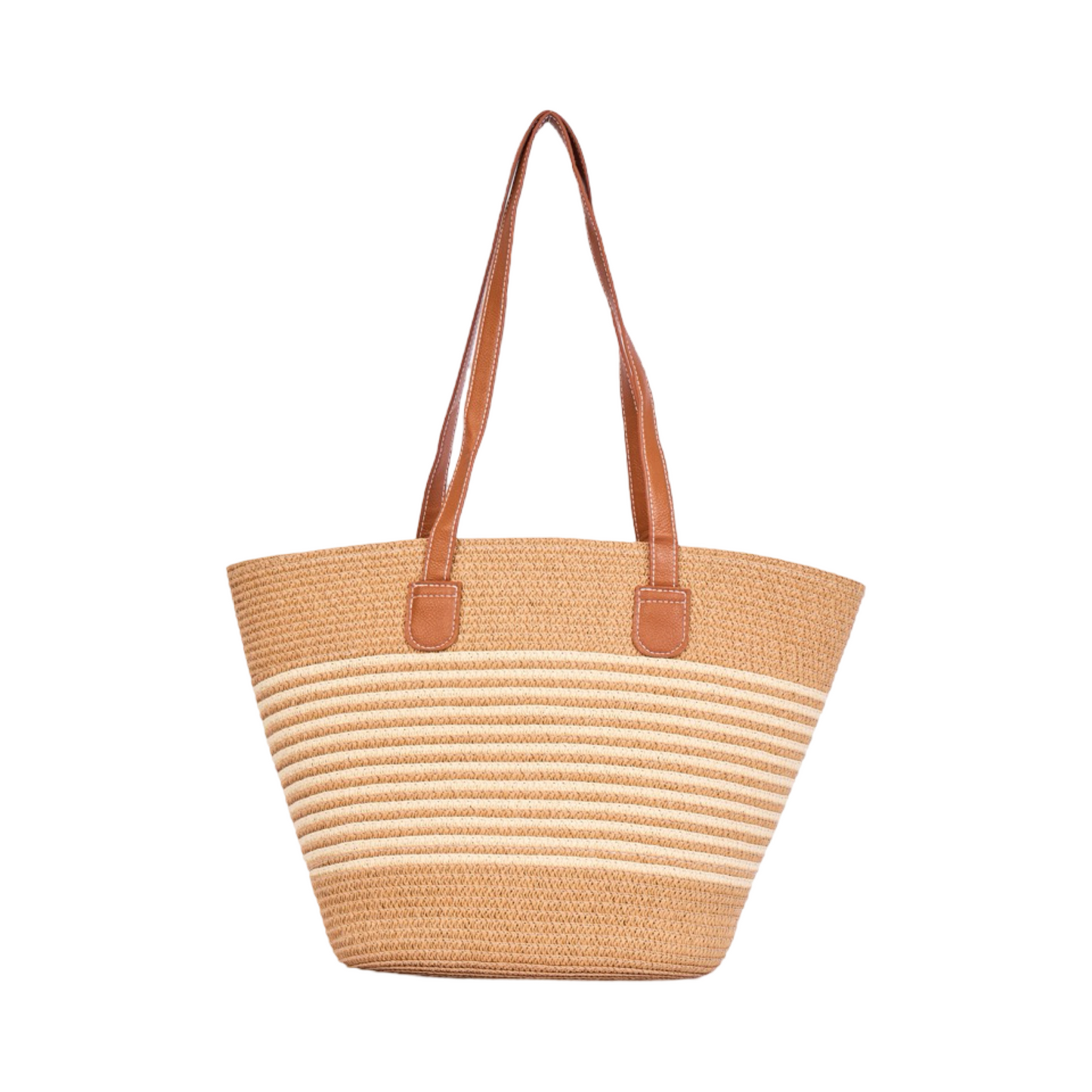 Stripe Tote Bag - Brown White