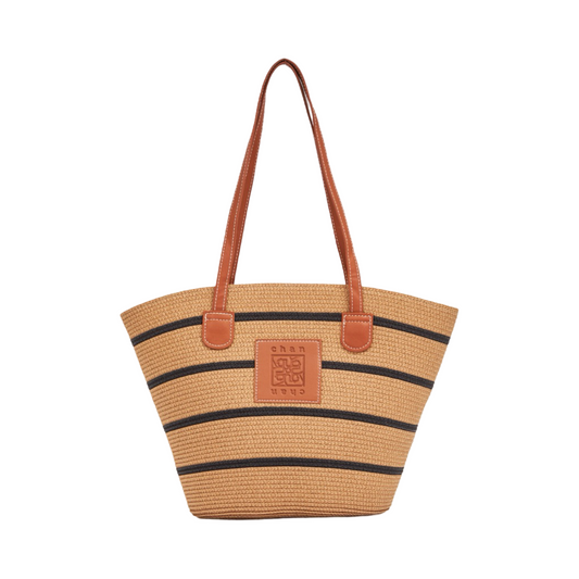 Stripe Tote Bag - Brown Black