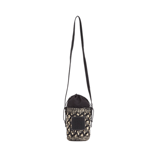 Straw Mini Crossbody Bag - Black