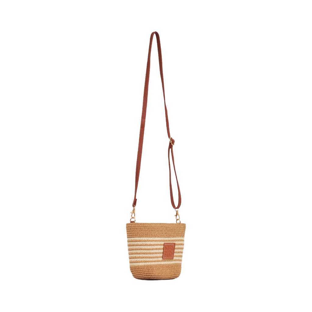 Mini Strip Tote Bag - Brown