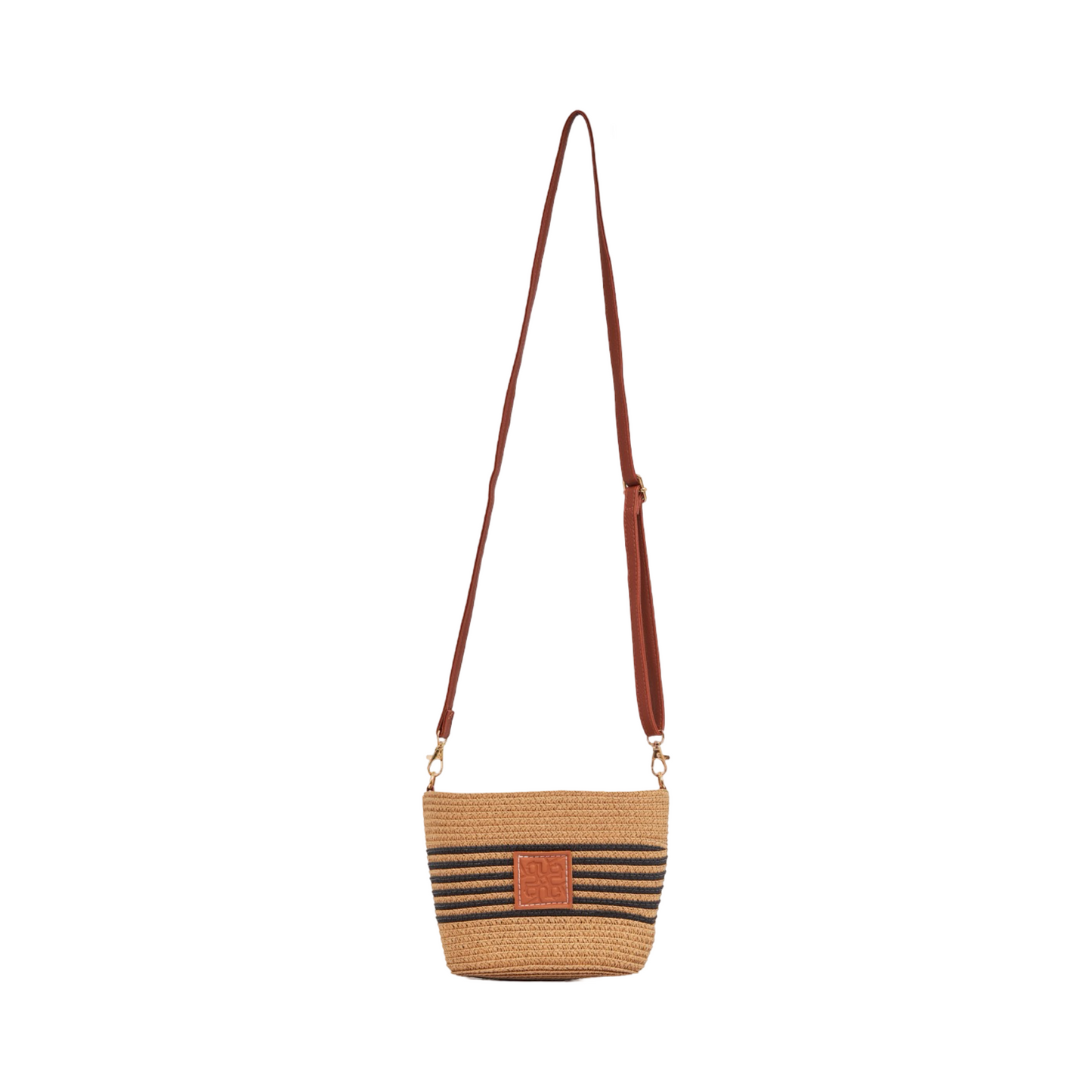 Mini Strip Tote Bag - Brown Black