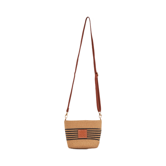 Mini Strip Tote Bag - Brown Black