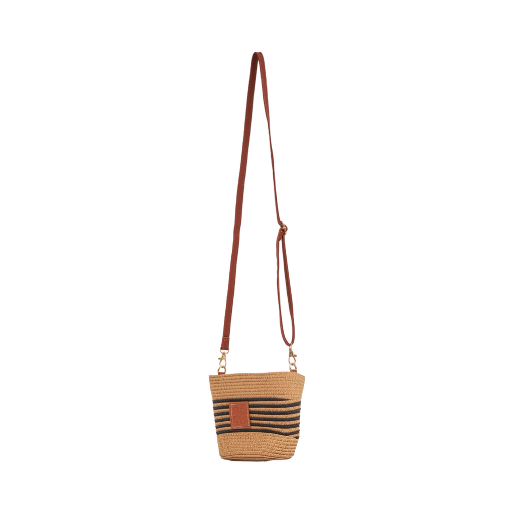 Mini Strip Tote Bag - Brown Black