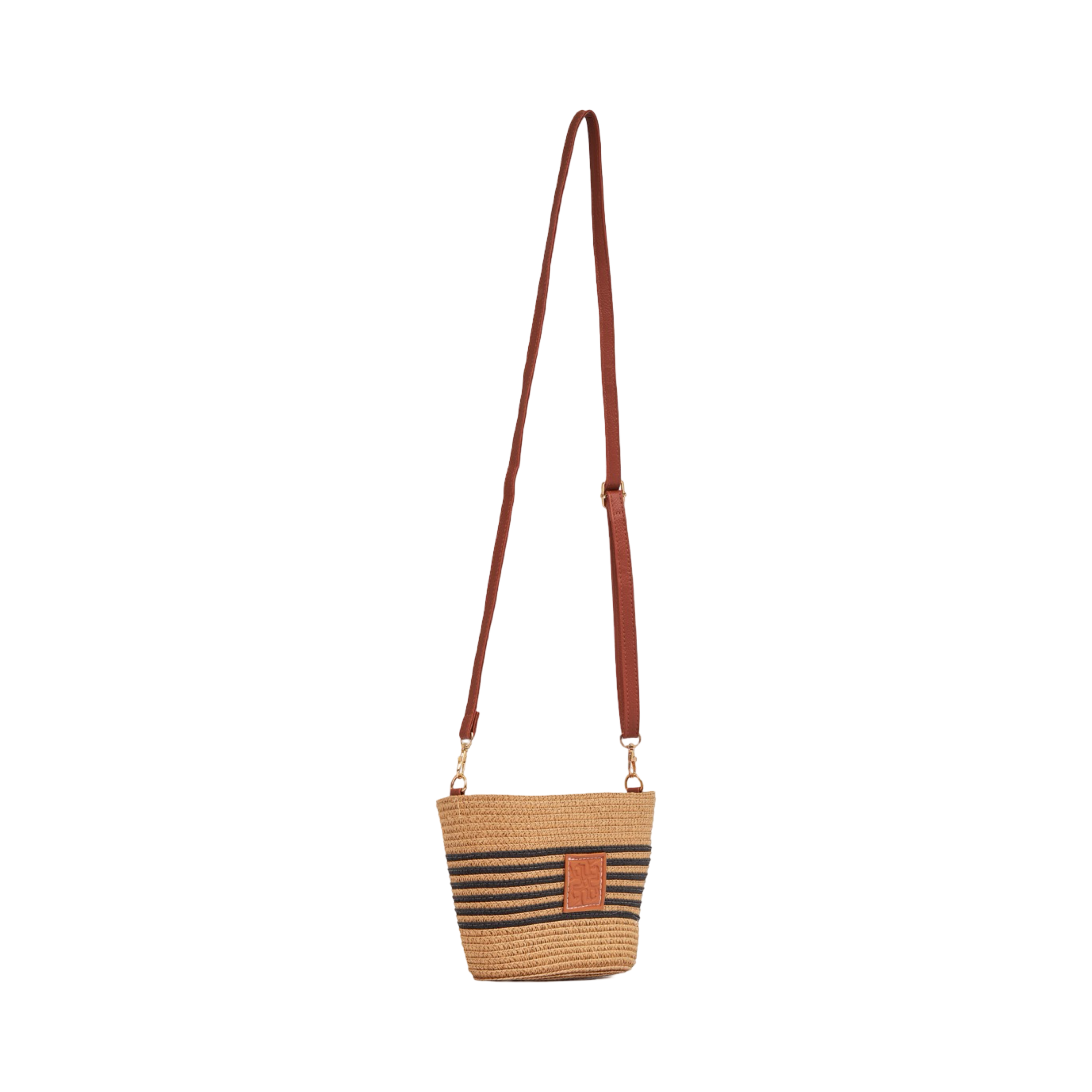 Mini Strip Tote Bag - Brown Black