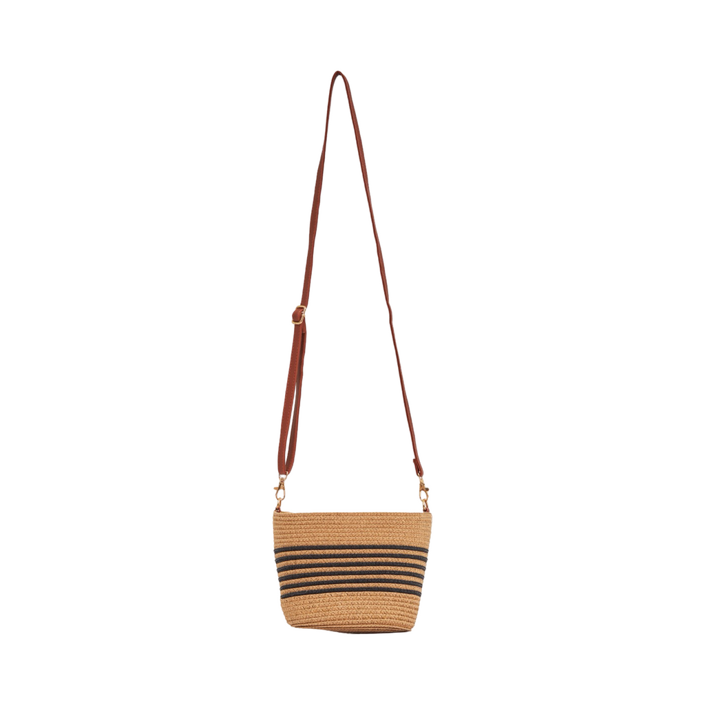 Mini Strip Tote Bag - Brown Black