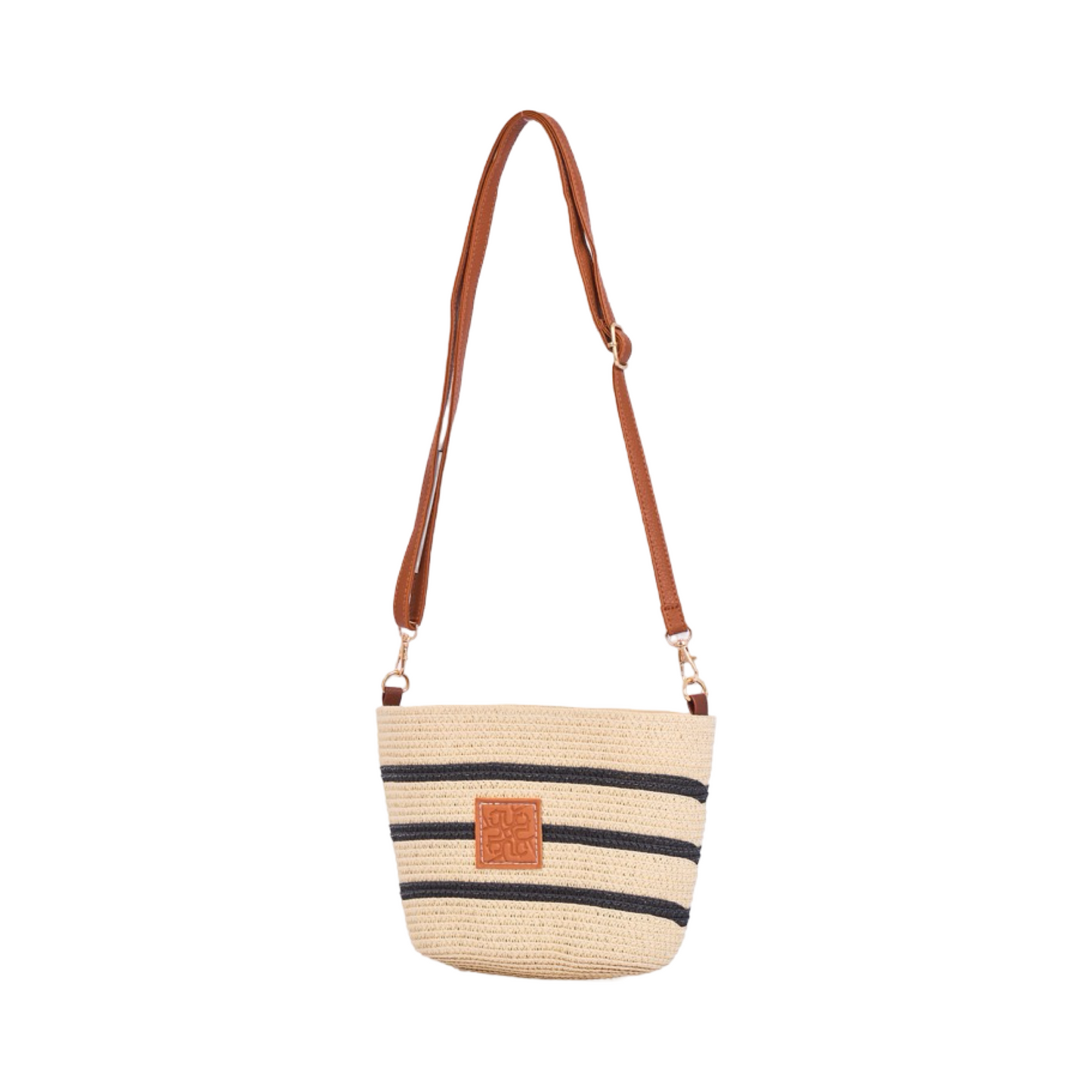 Mini Strip Tote Bag - Beige Black