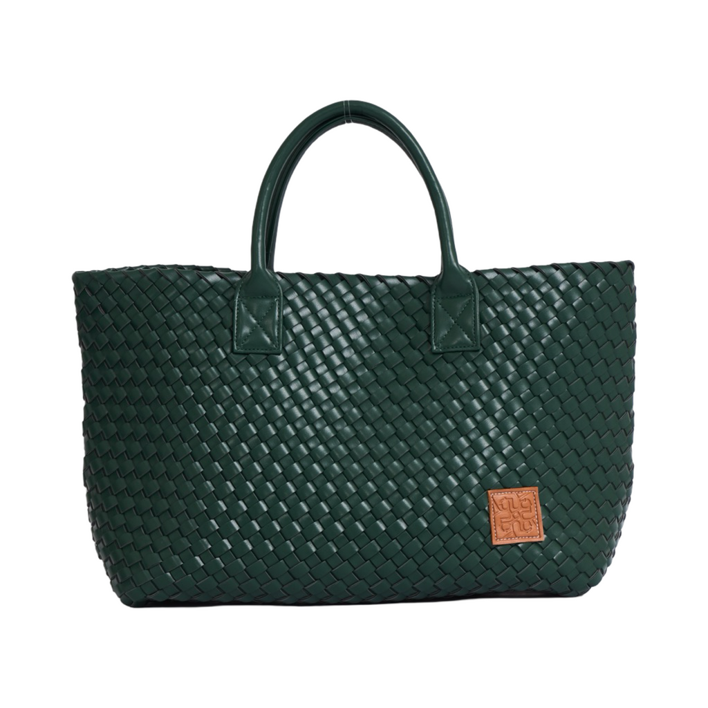 Woven Tote Bag - Royal Green