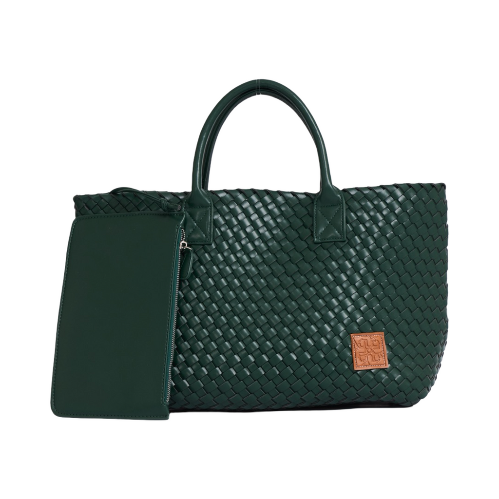 Woven Tote Bag - Royal Green