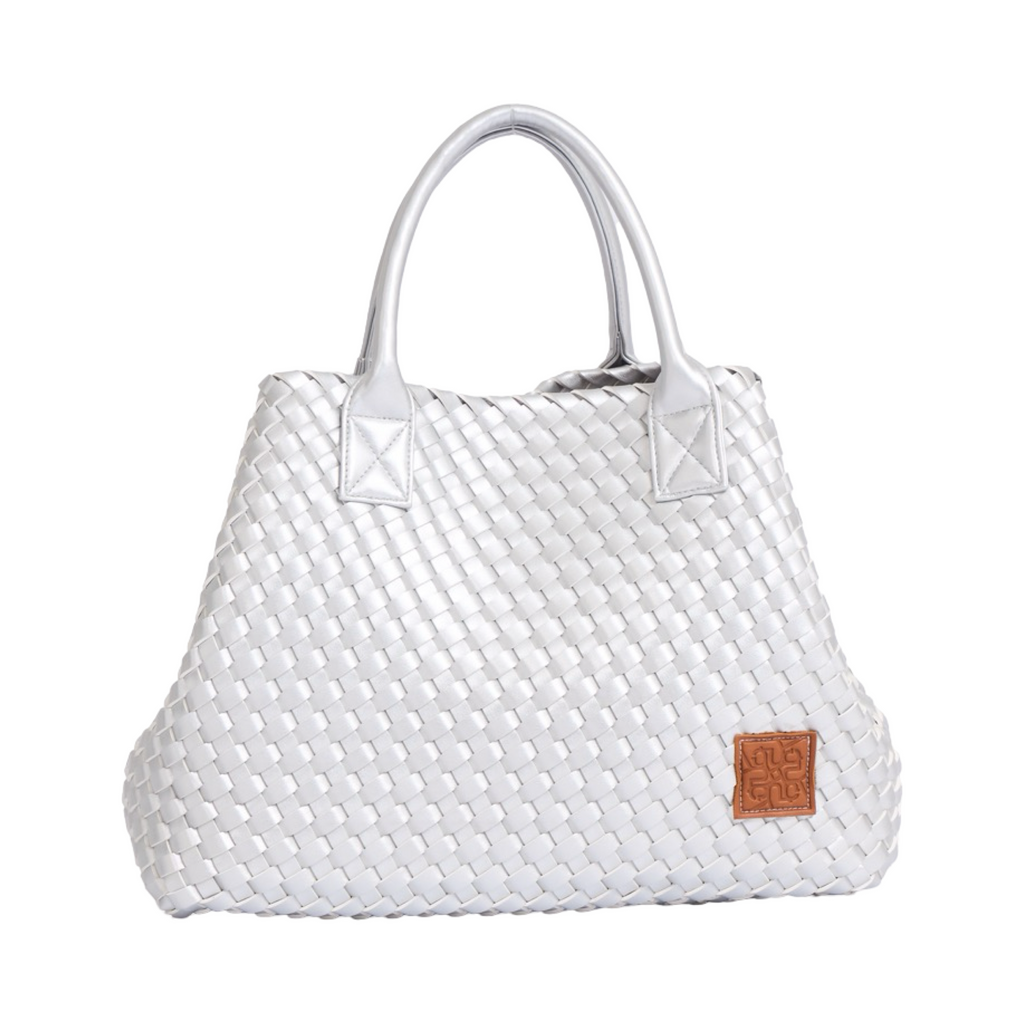 Woven Tote Bag - Silver