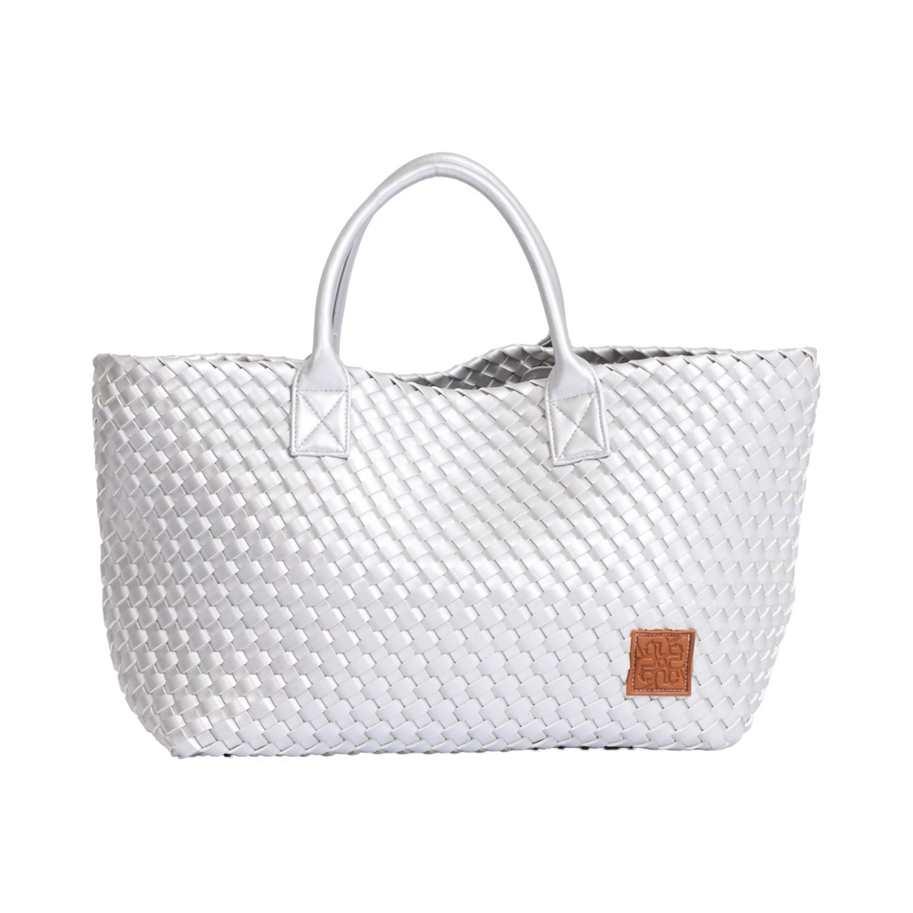 Woven Tote Bag - Silver
