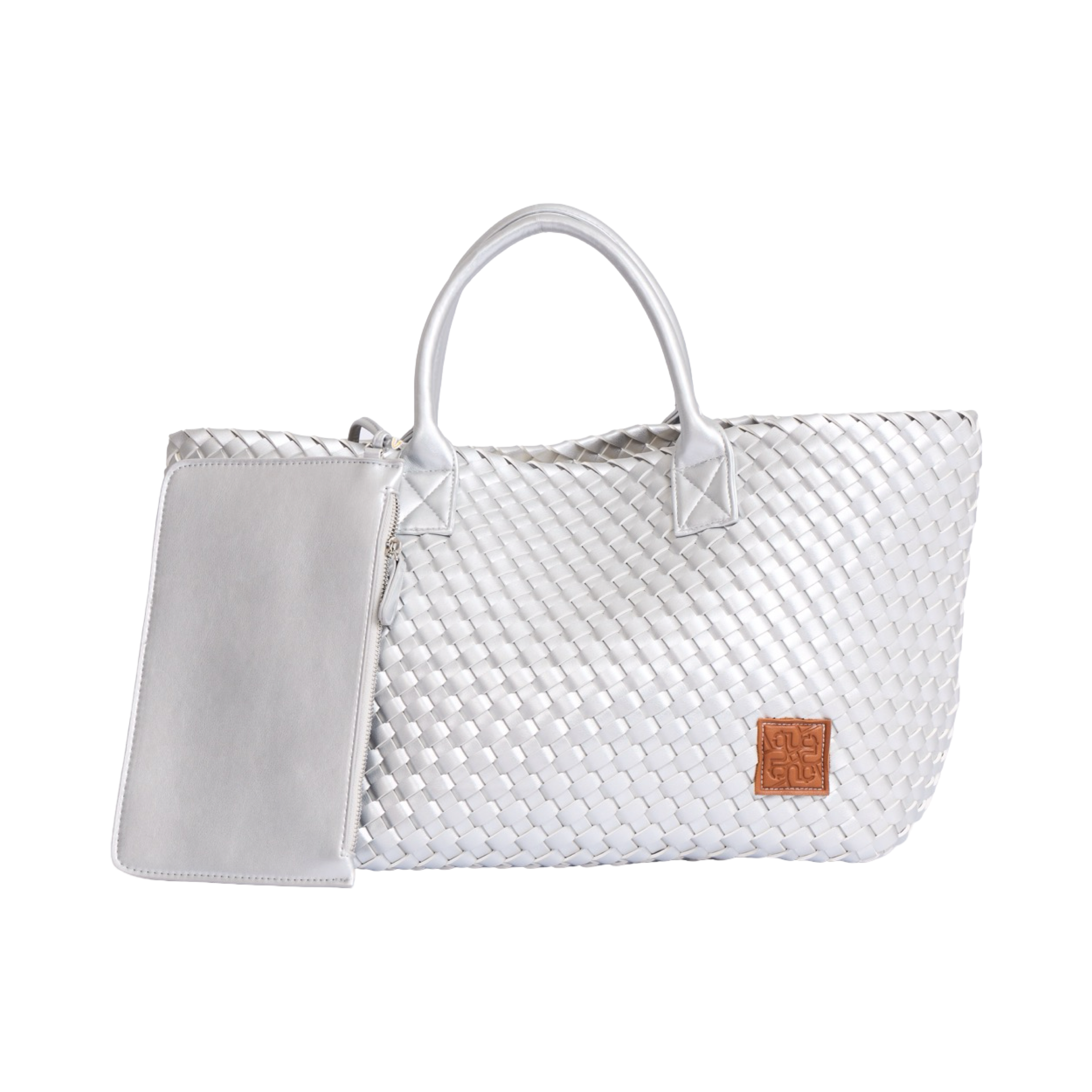Woven Tote Bag - Silver