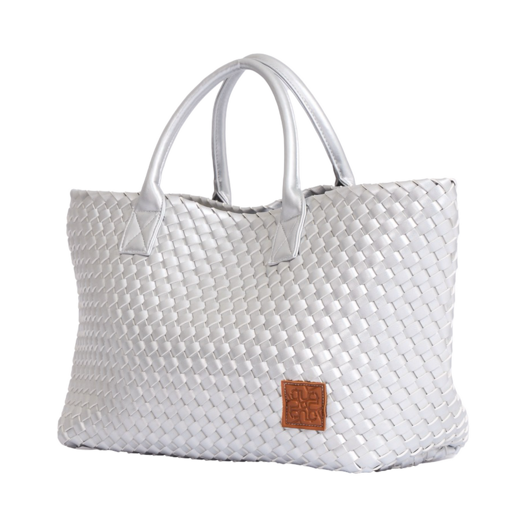 Woven Tote Bag - Silver