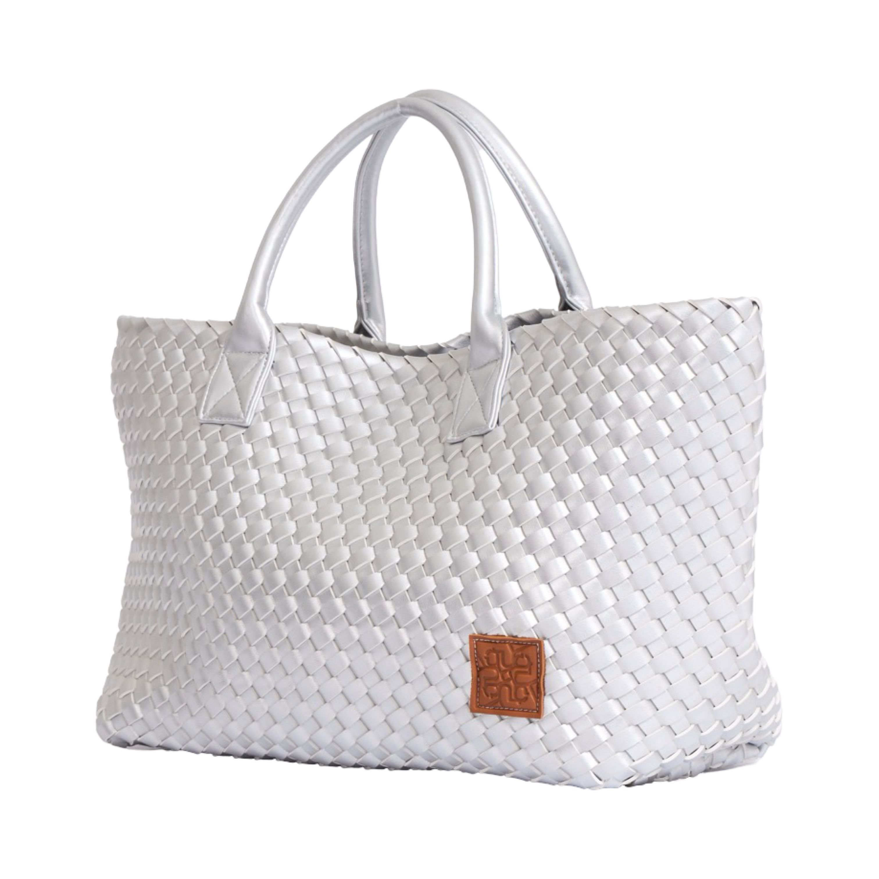 Woven Tote Bag - Silver