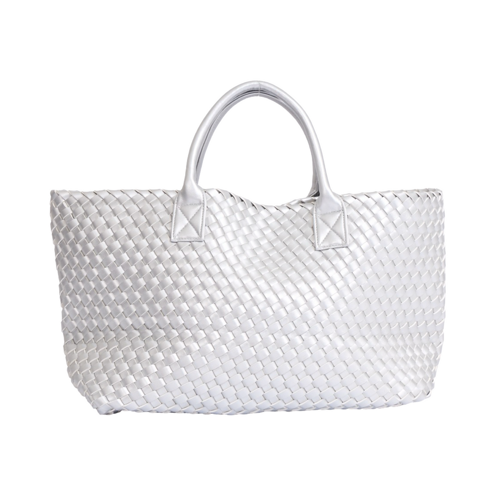 Woven Tote Bag - Silver