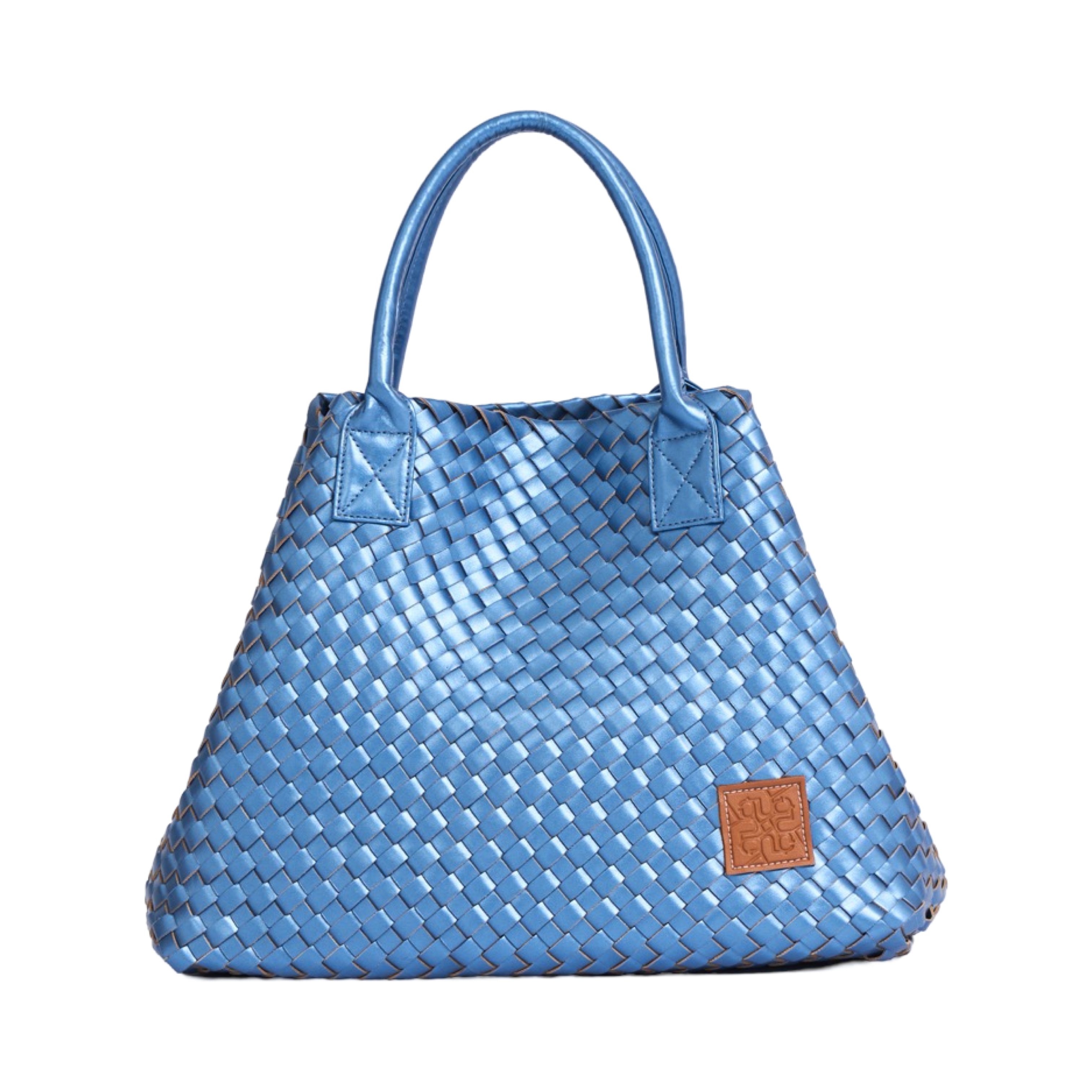 Woven Tote Bag - Metallic Blue