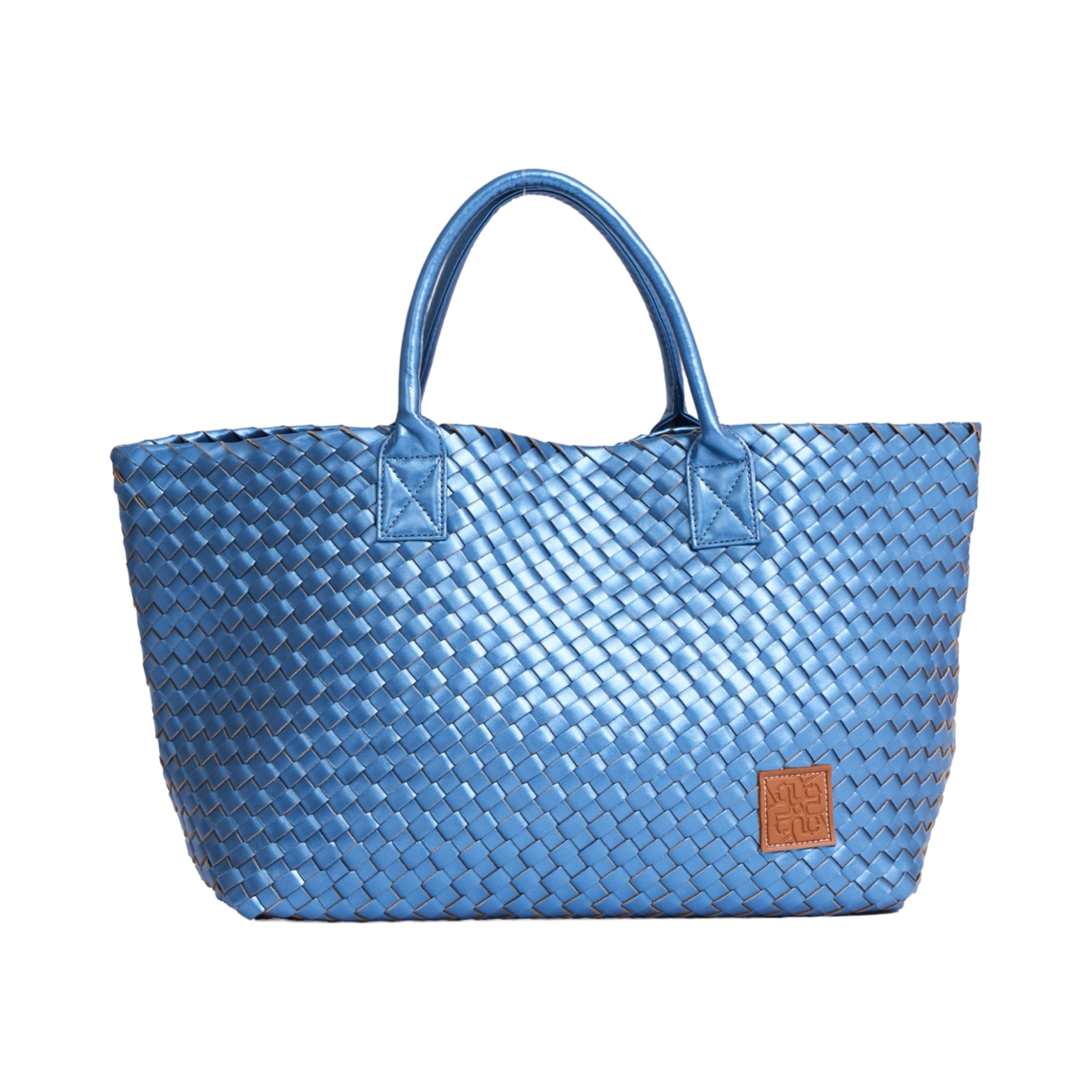 Woven Tote Bag - Metallic Blue