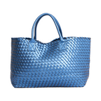 Woven Tote Bag - Metallic Blue