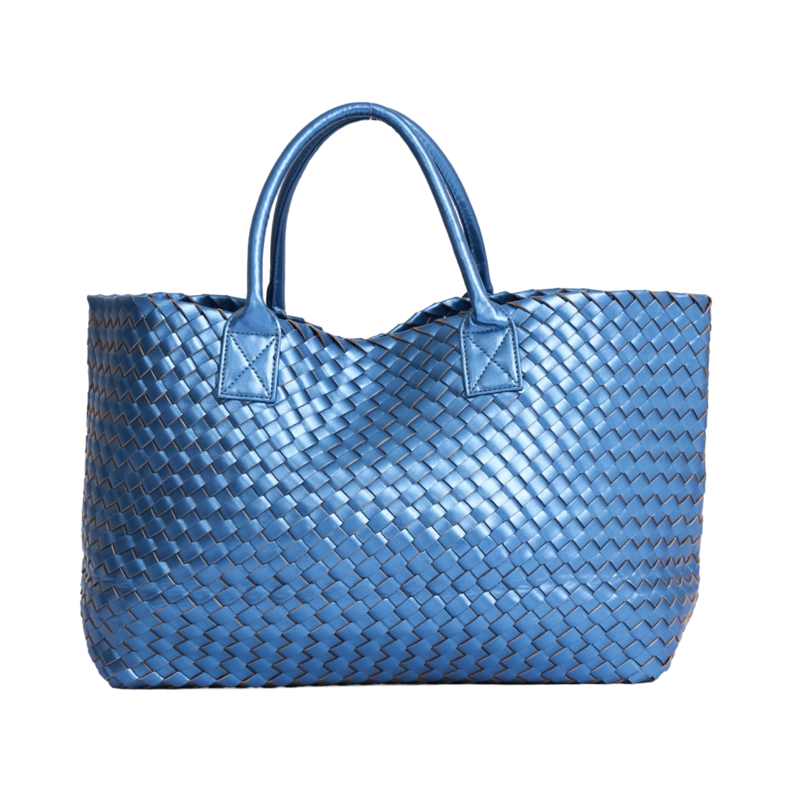 Woven Tote Bag - Metallic Blue