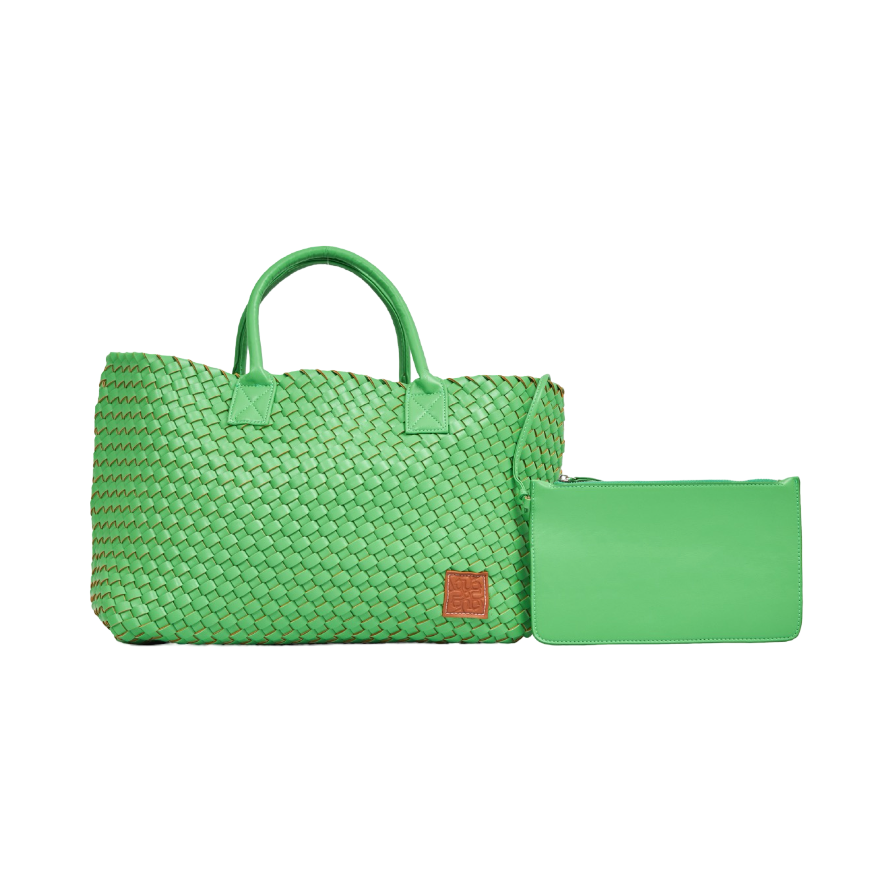 Woven Tote Bag - Lime Green