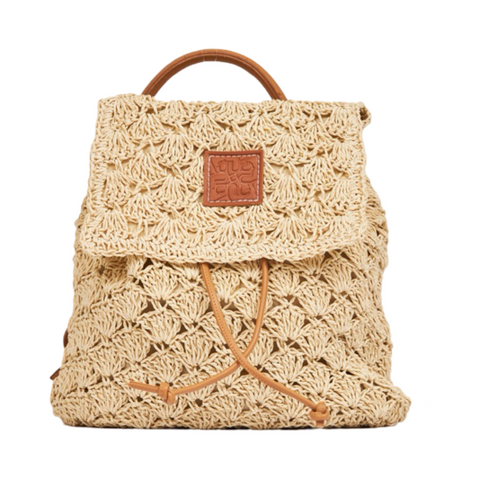 Straw Backpack - Beige