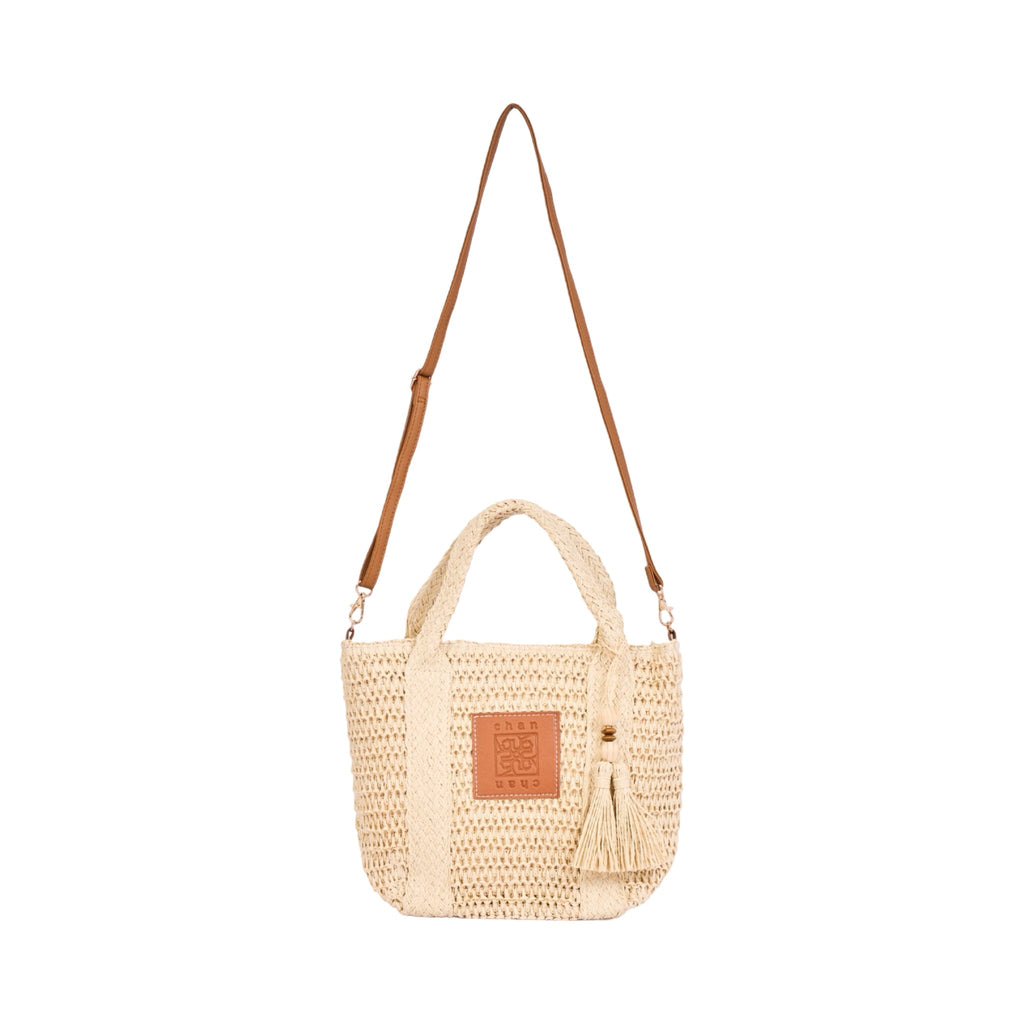 Everyday Earth – Straw Tote Bag With Tassel – Beige