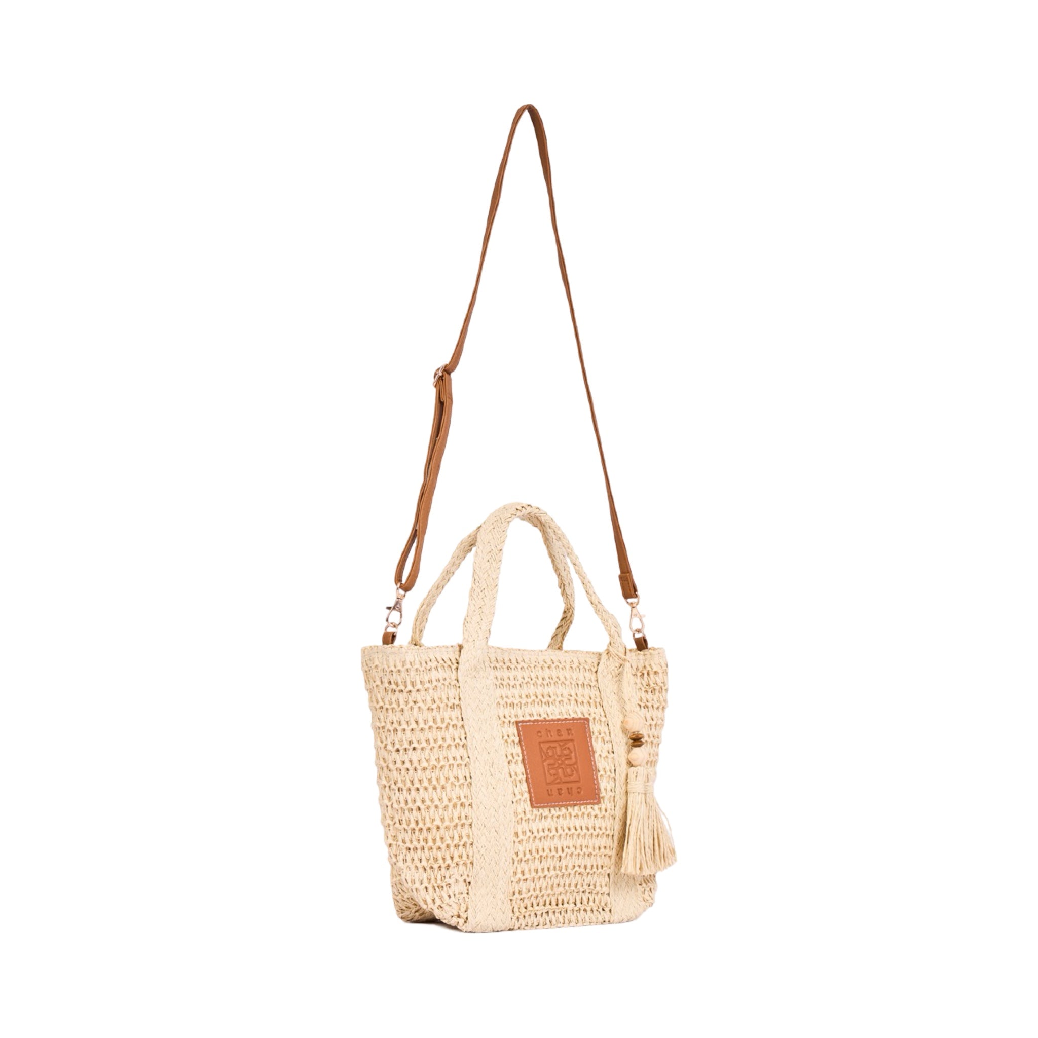 Everyday Earth – Straw Tote Bag With Tassel – Beige