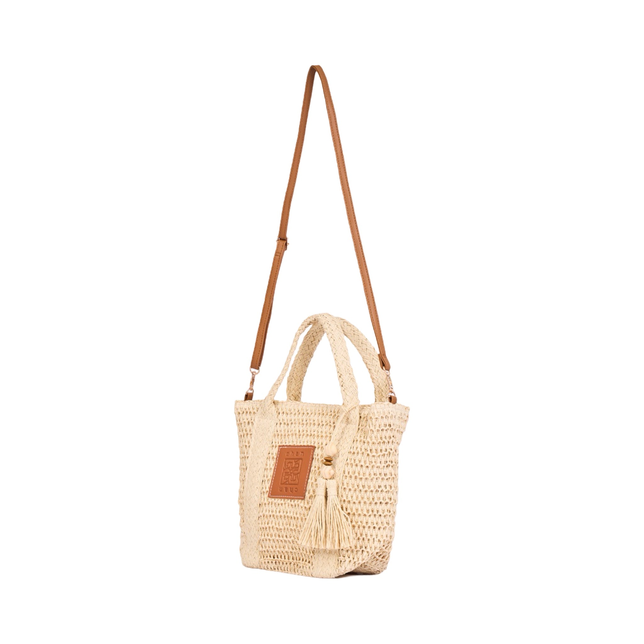 Everyday Earth – Straw Tote Bag With Tassel – Beige