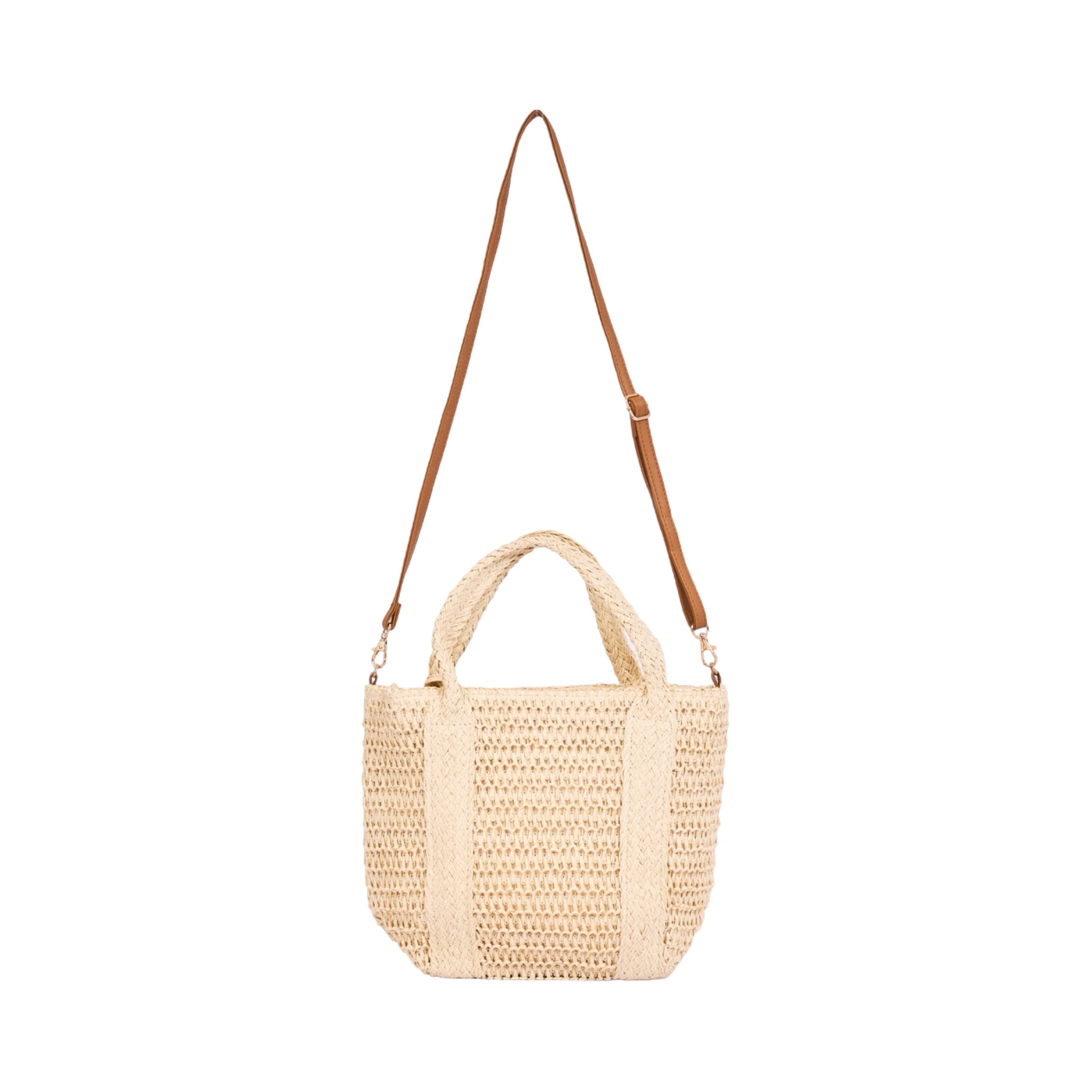 Everyday Earth – Straw Tote Bag With Tassel – Beige