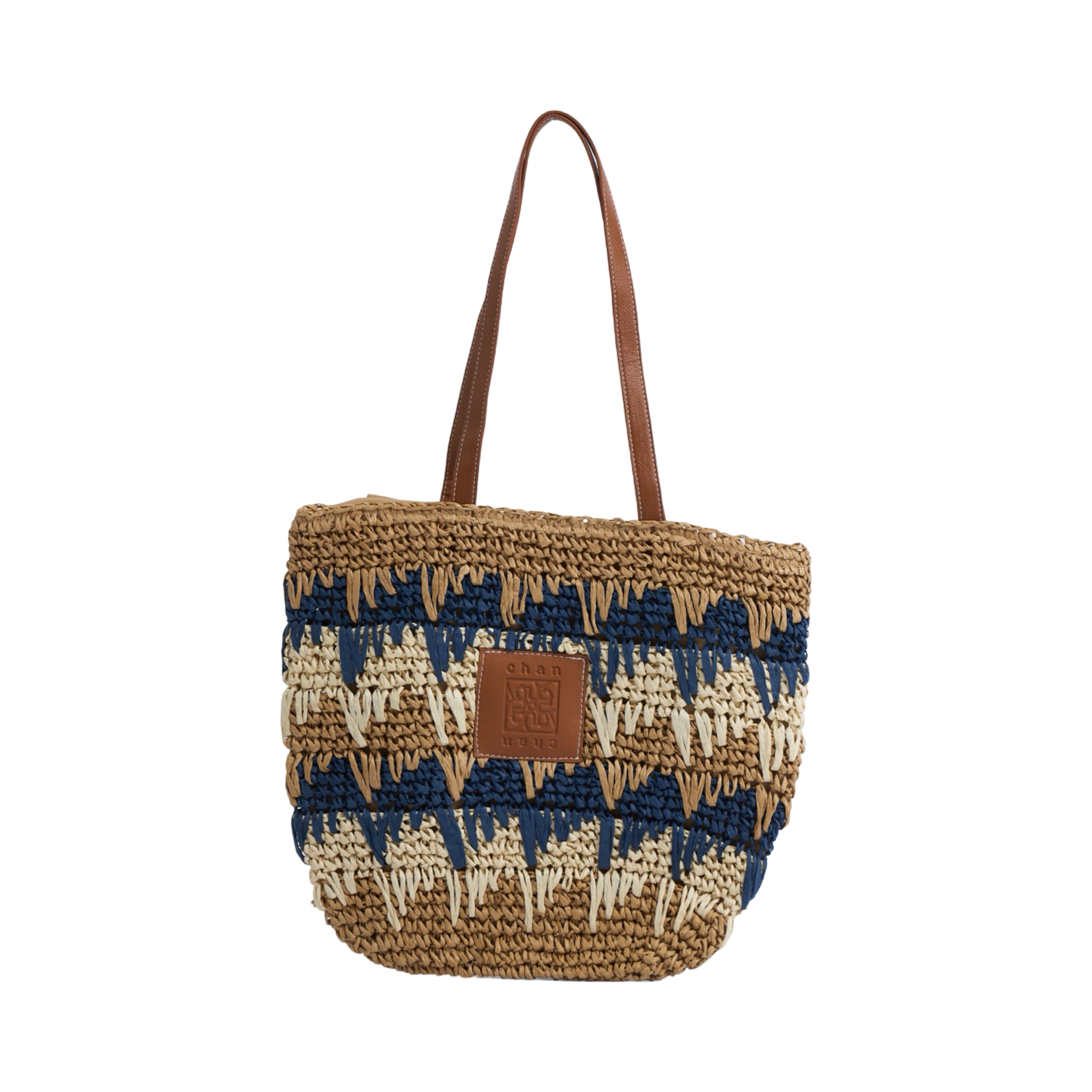 Straw Tote Bag - Navy