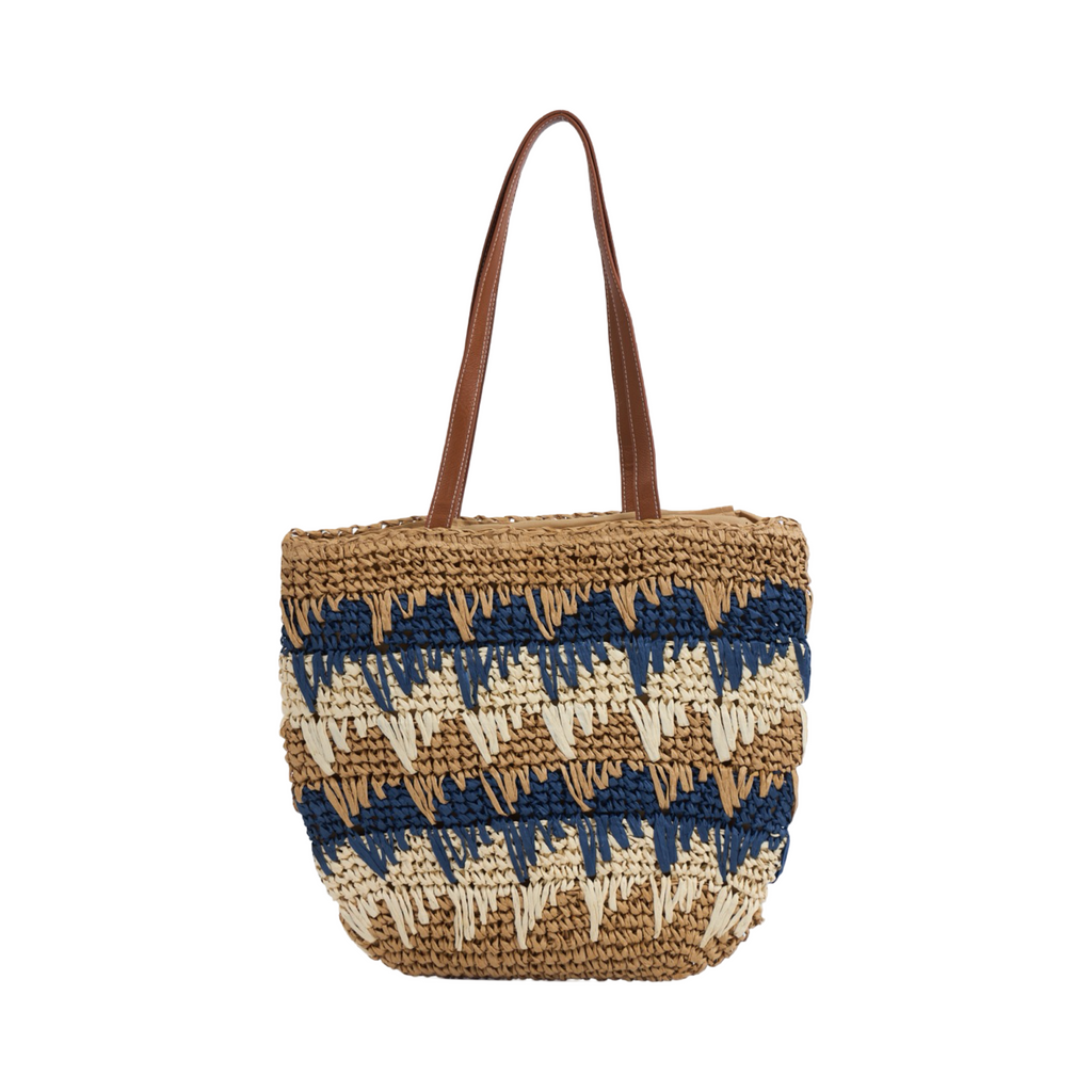 Straw Tote Bag - Navy