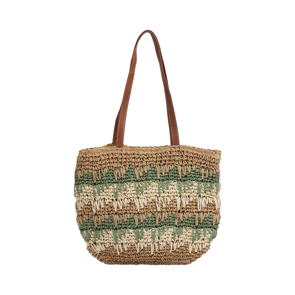 Straw Tote Bag - Green