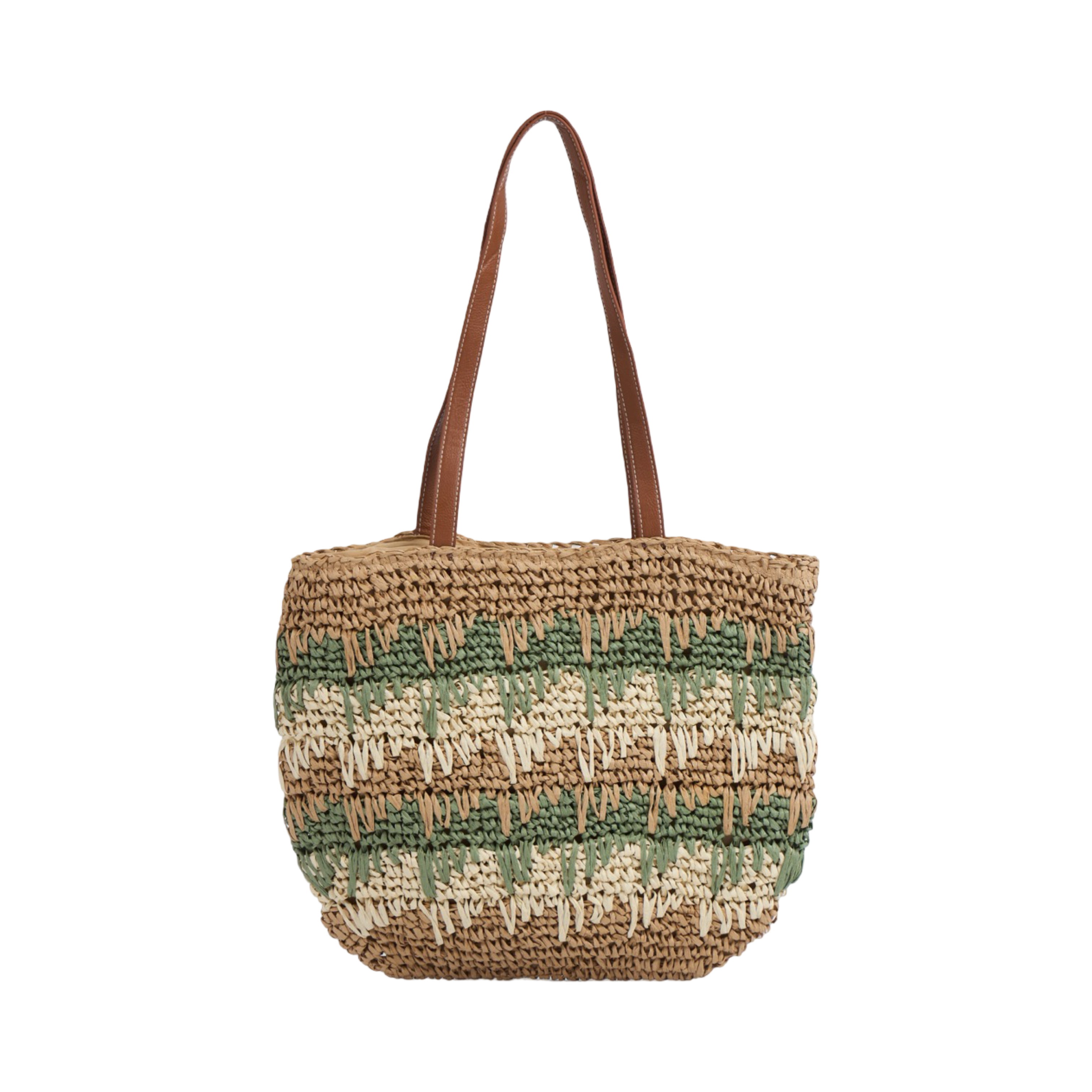 Straw Tote Bag - Green