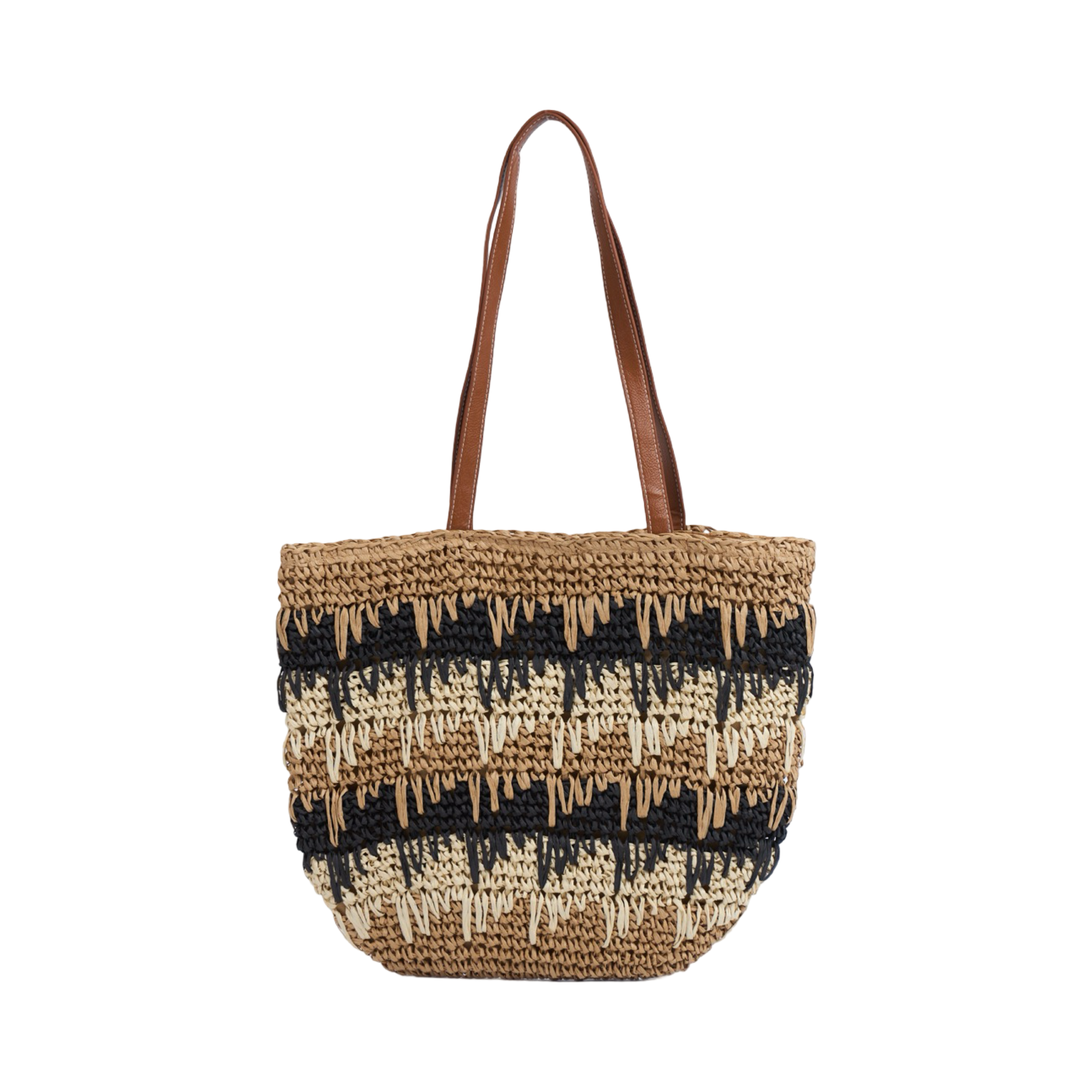 Straw Tote Bag - Black