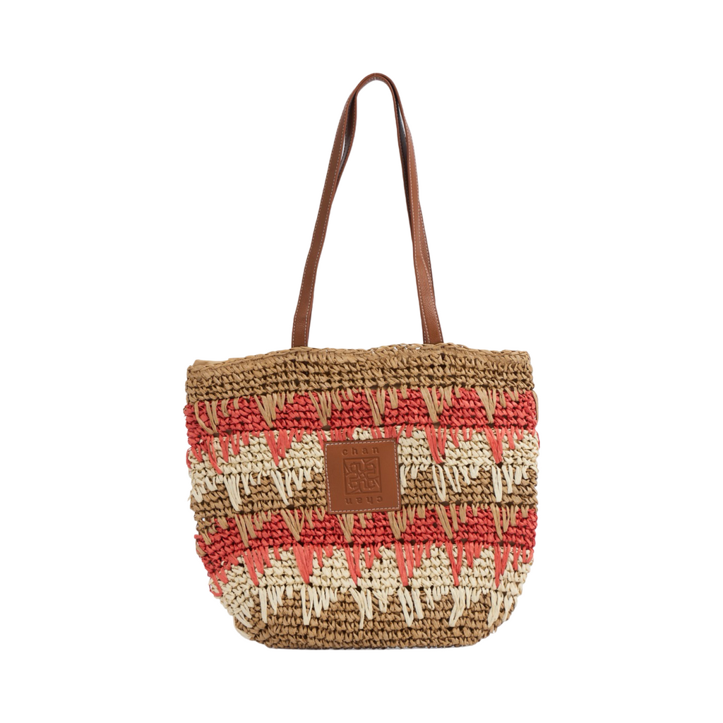 Straw Tote Bag - Coral
