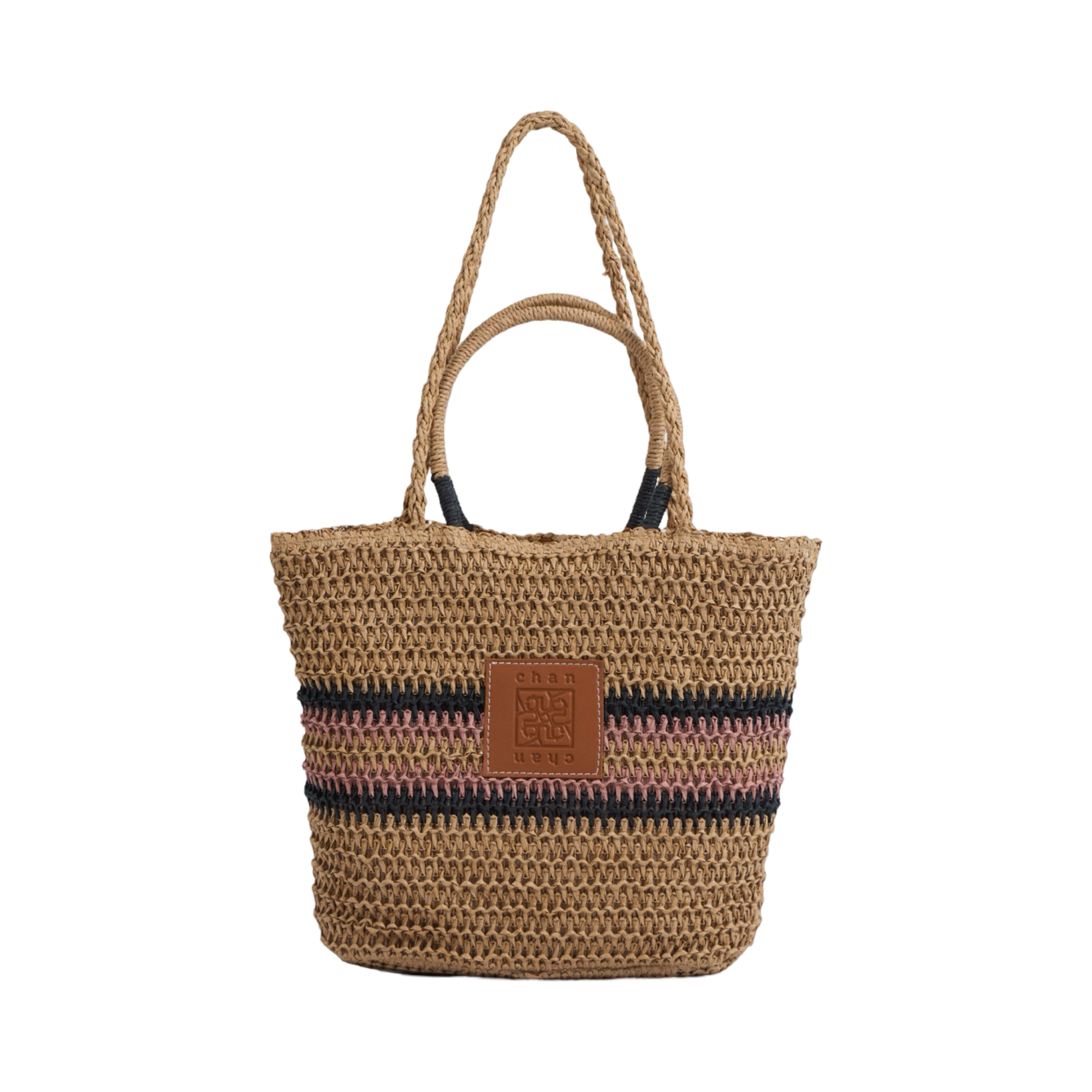 Straw Tote Bag - Brown