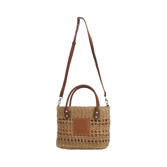 Straw Shoulder Bag - Brown