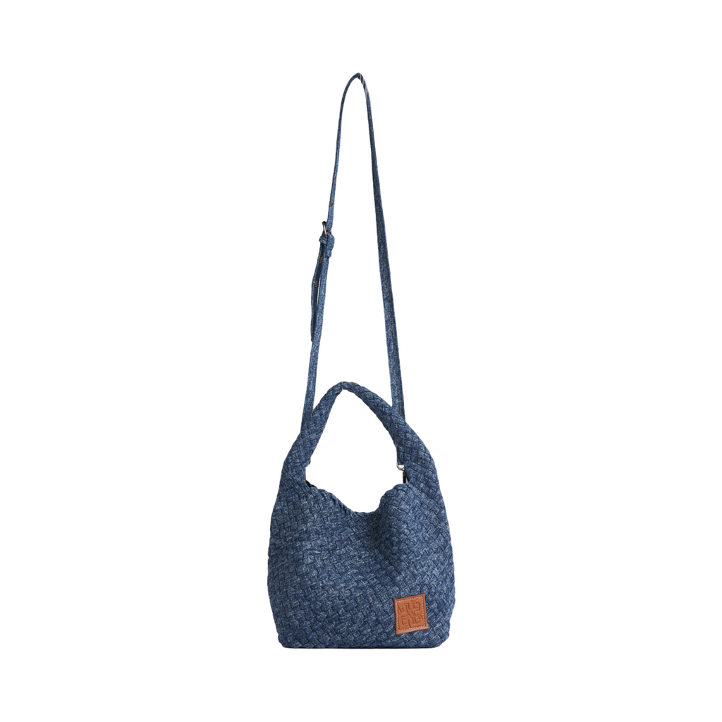 Midnight Weave – Denim Tote Bag M – Deep Fade