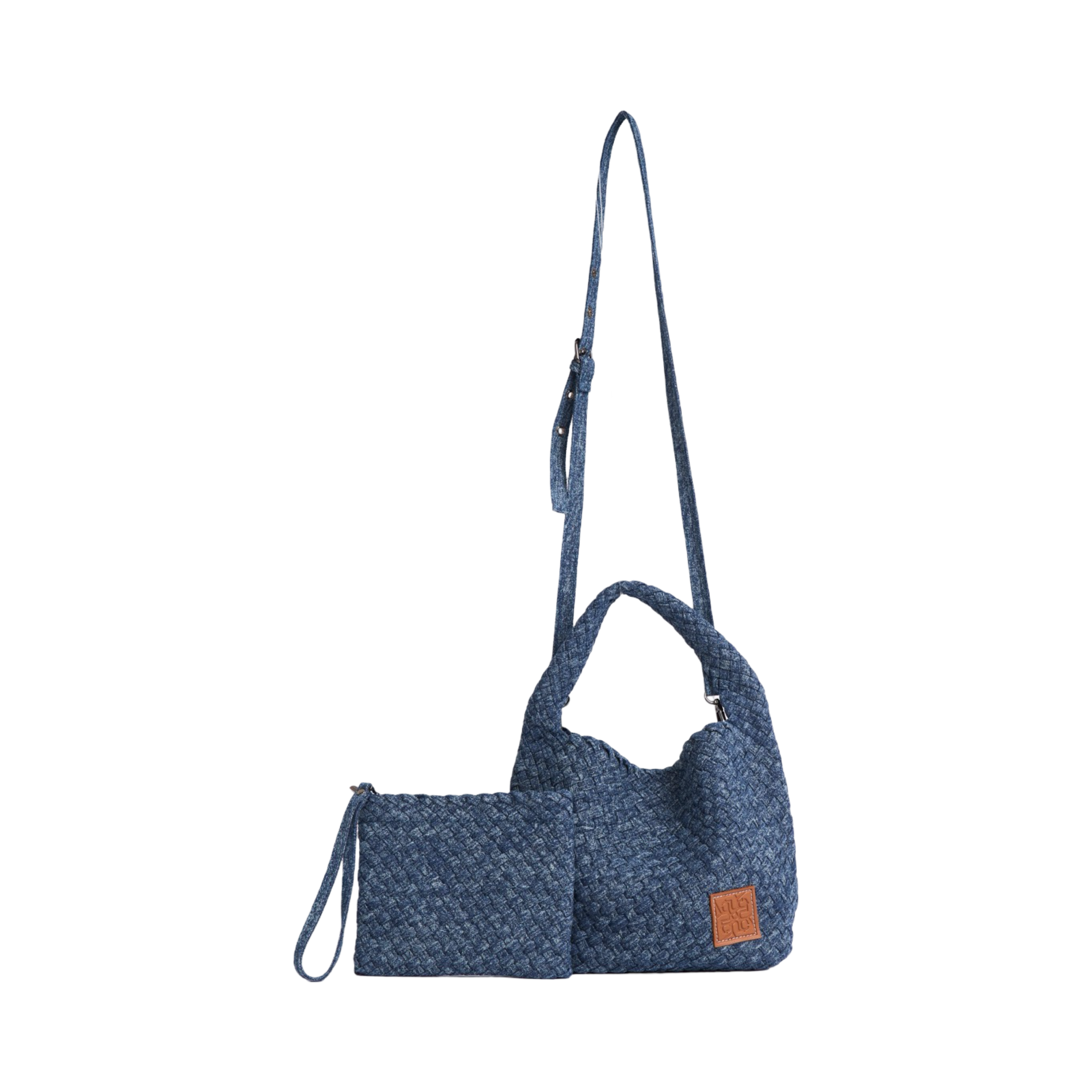 Midnight Weave – Denim Tote Bag M – Deep Fade