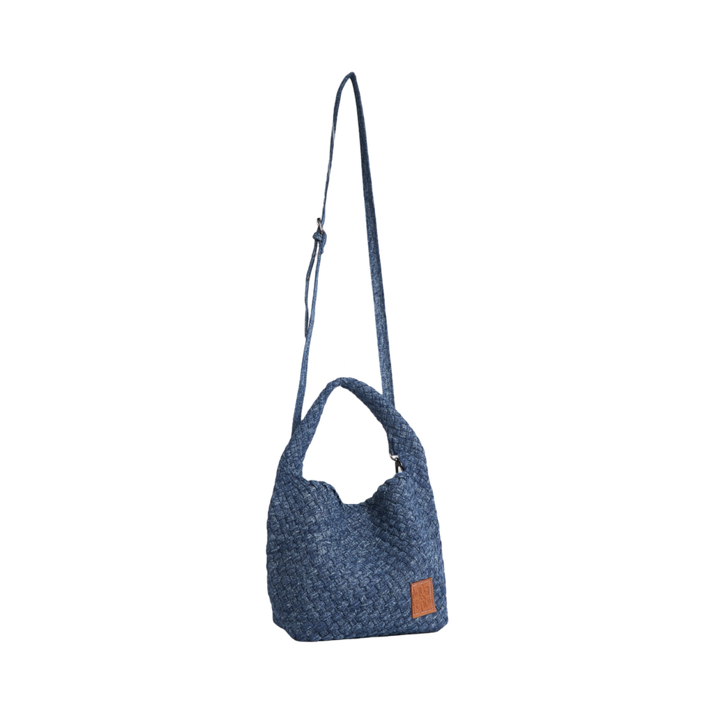 Midnight Weave – Denim Tote Bag M – Deep Fade
