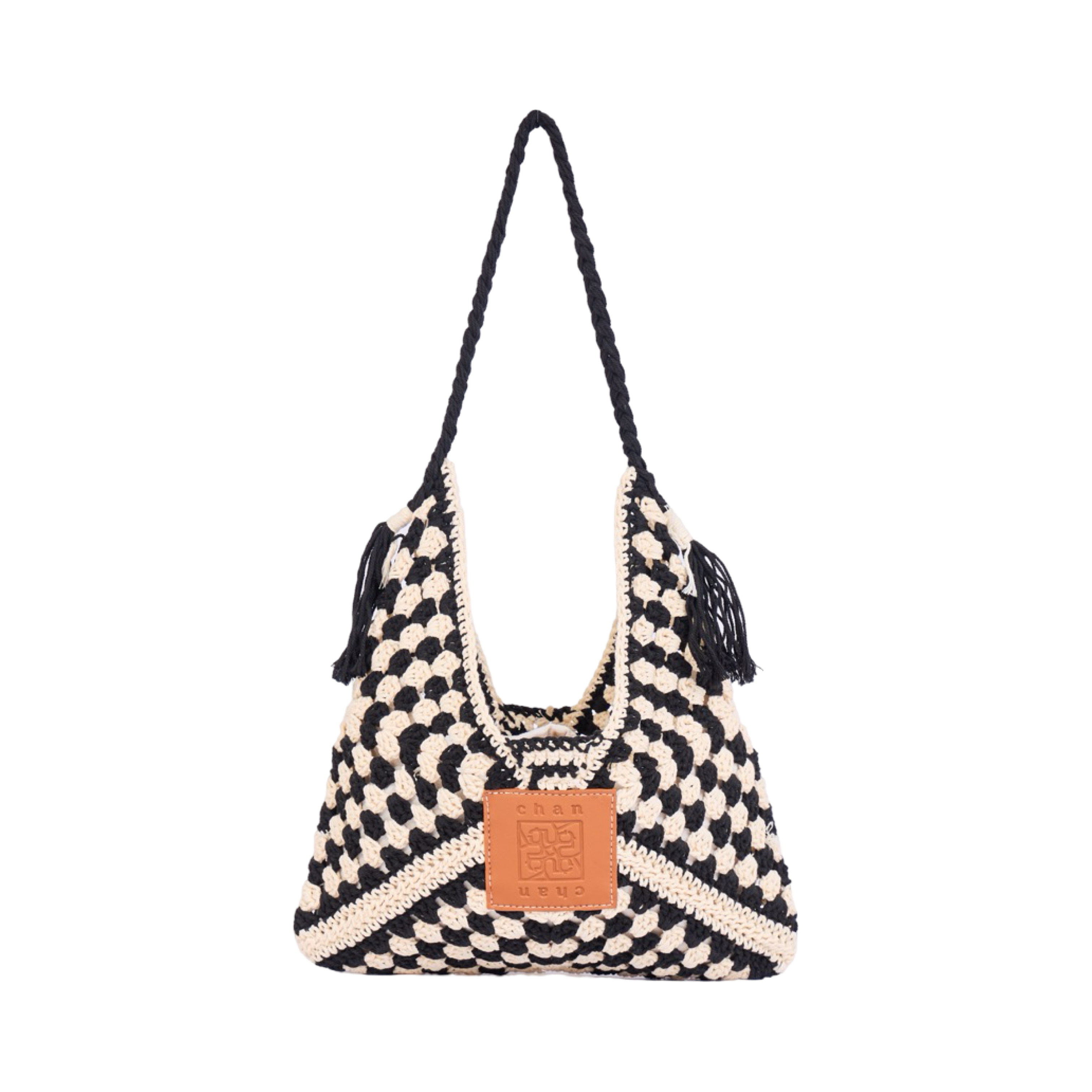 Everyday Earth – Straw Tote Bag With Tassel – Black