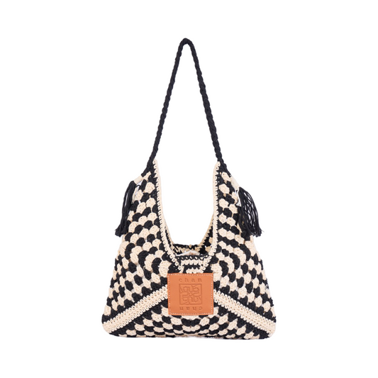 Everyday Earth – Straw Tote Bag With Tassel – Black