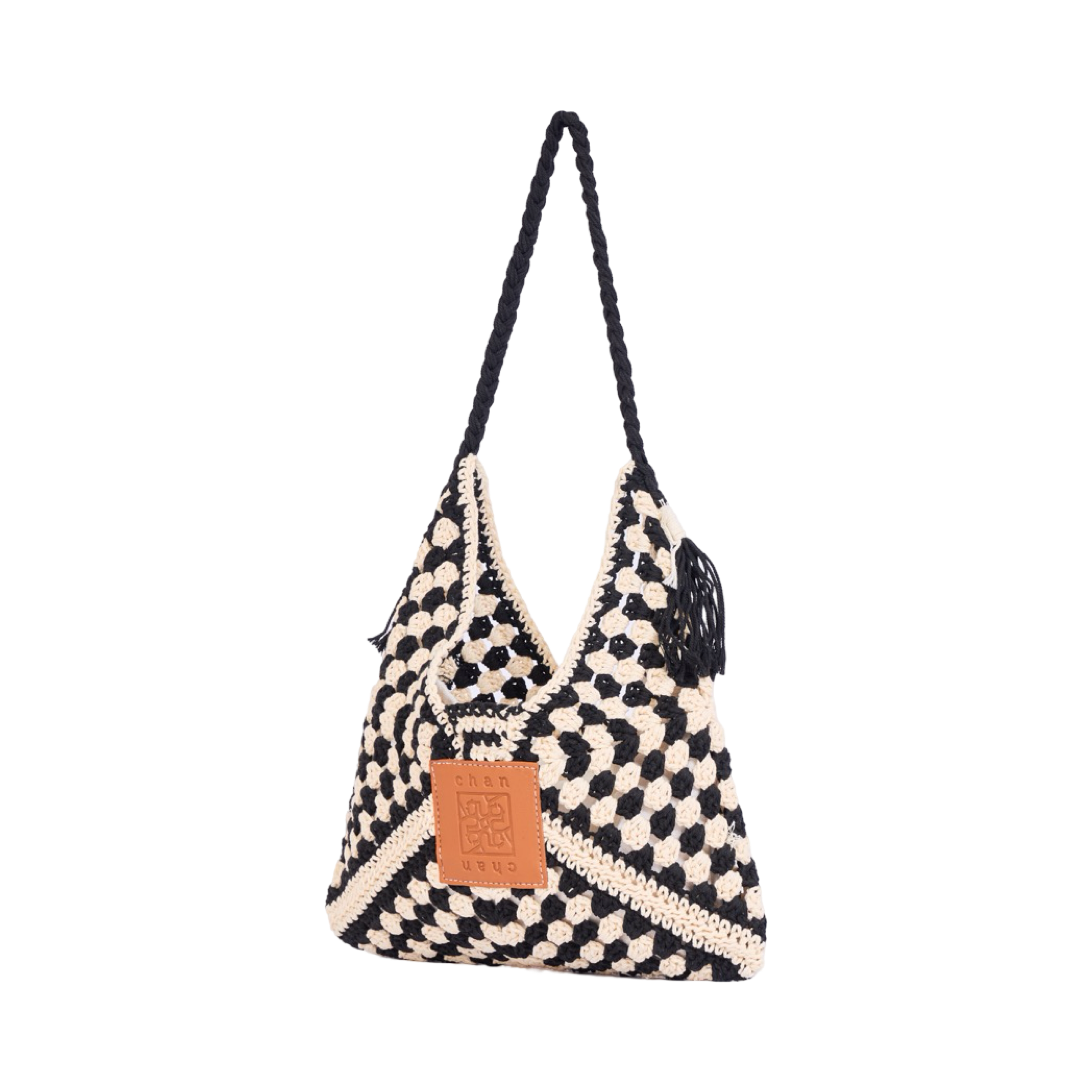 Everyday Earth – Straw Tote Bag With Tassel – Black