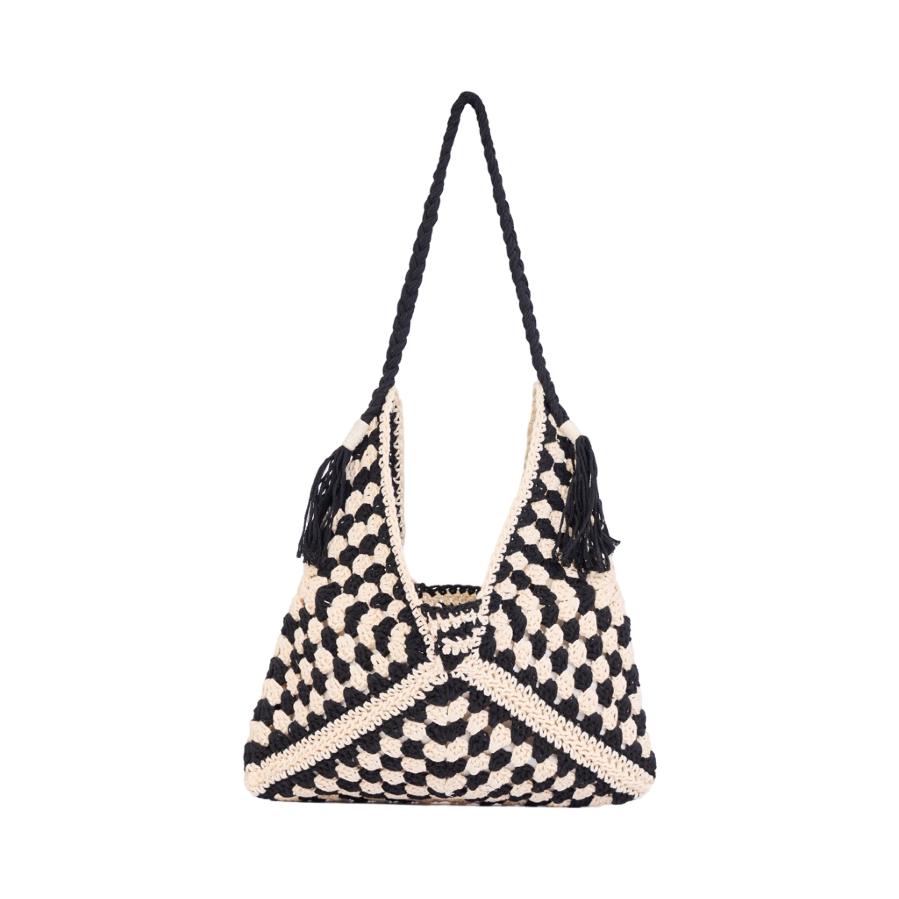 Everyday Earth – Straw Tote Bag With Tassel – Black